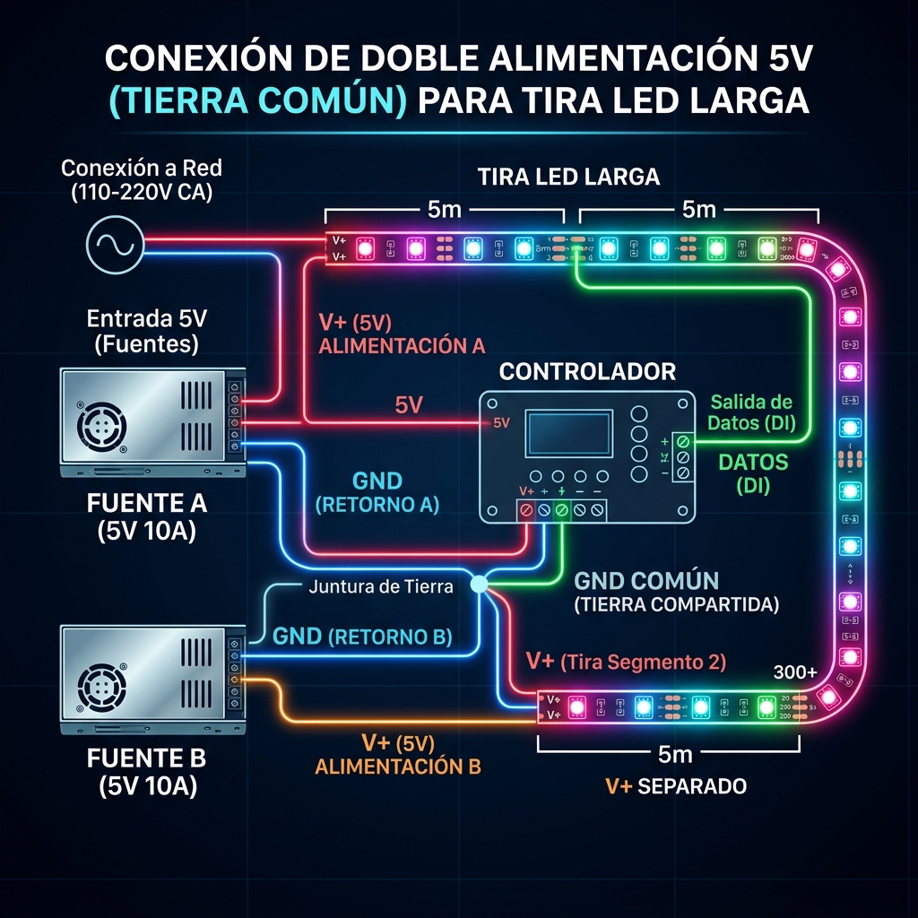 Esquema de Múltiples Fuentes y GND Común